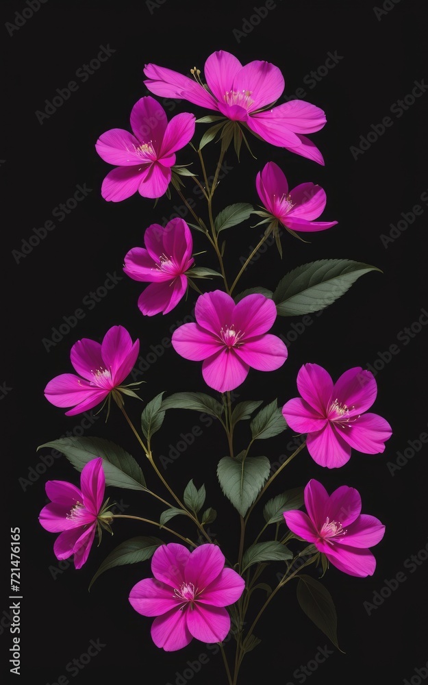 A single Magenta flowers on a dark background