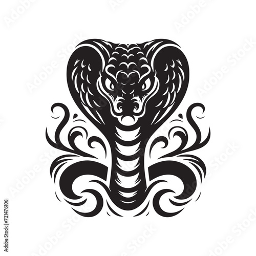 Venomous Majesty: Cobra Animal Silhouette Series Portraying the Regal Presence of the Serpentine Monarch - Cobra Illustration - Cobra Vector
