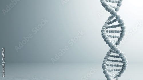 A conceptual image of a DNA double helix structure on a blue gradient background