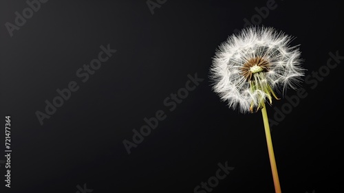 A single dandelion seed head against a dark background