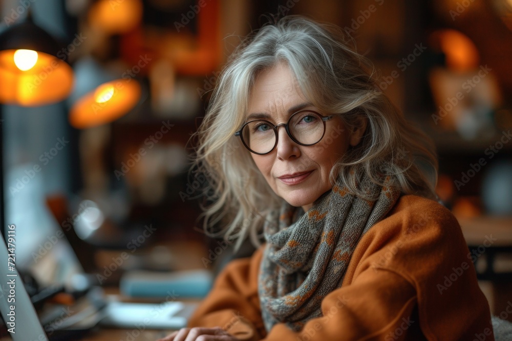 Portrait of a confident and happy mature woman showing timeless beauty, style and cheerful expression.