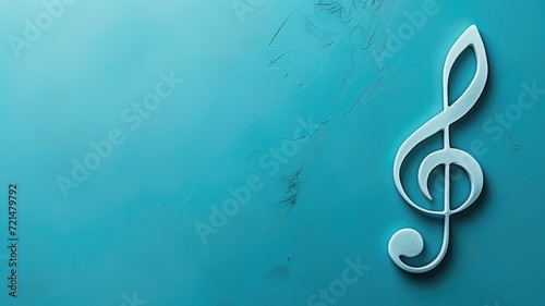White treble clef symbol on a teal textured wall photo