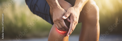 Close-up Of A Man Knee With A Pain Point Knee Joint Pain Examine And Exercise To Reduce Pain