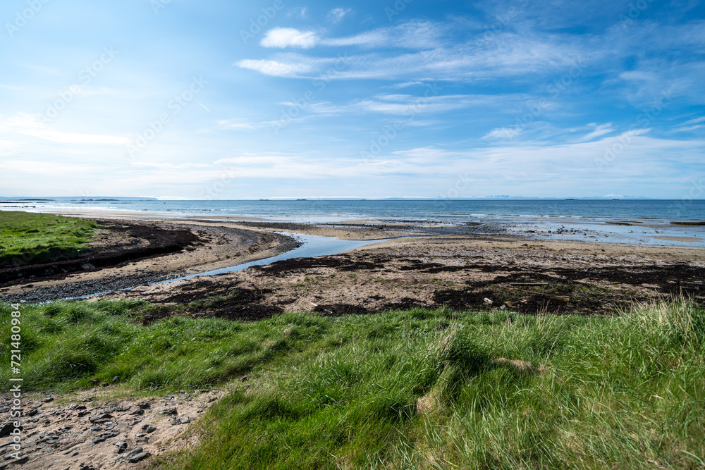 Beach in the Westfjords of Iceland on a sunny day