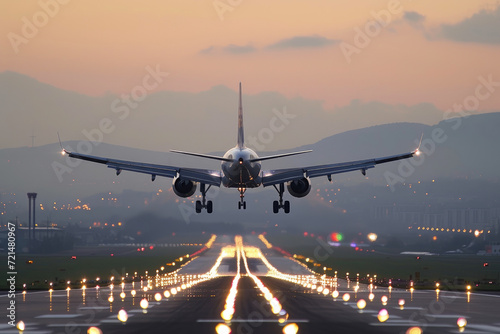 Runway Arrival: Elegant Plane Landing