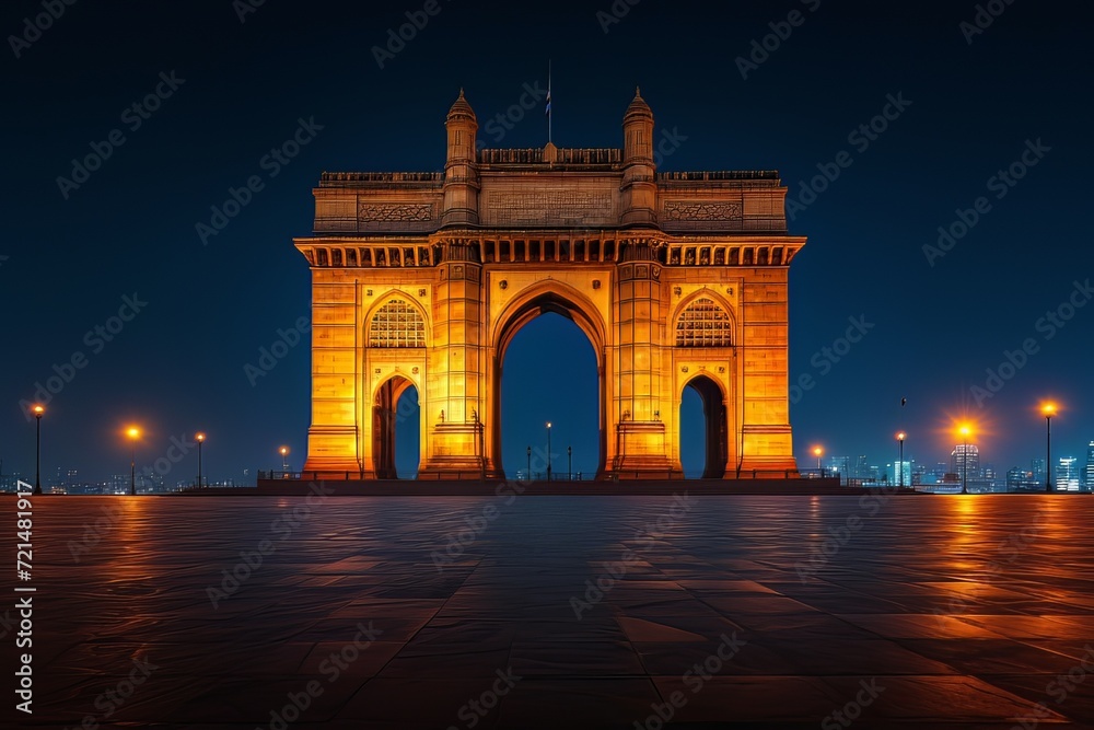 Illuminated Gateway of India in Mumbai at night during the Republic Day.jpeg
