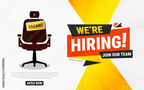 We're hiring banner design. We are hiring job announcement template design employee vacancy announcement vacant position vector.