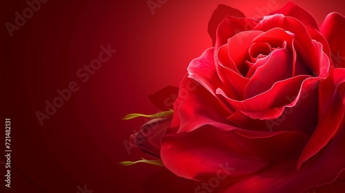 Blooming Red Rose Flower background. Love  romance and greeting holiday card  vector