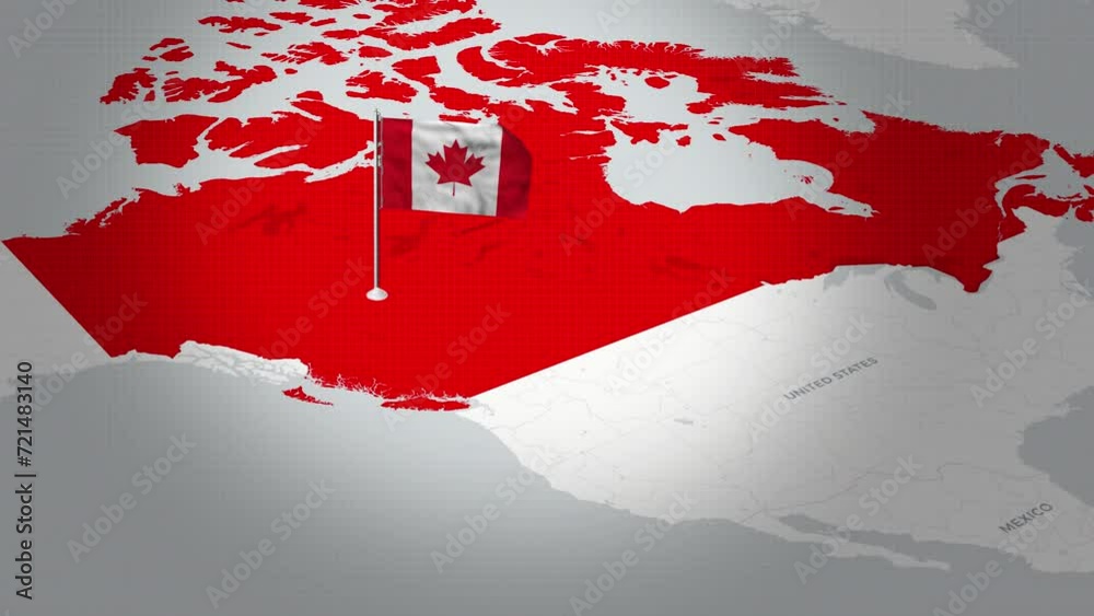 Symbol of Unity: Canadian Flag Soaring High Above the Map Stock Video ...
