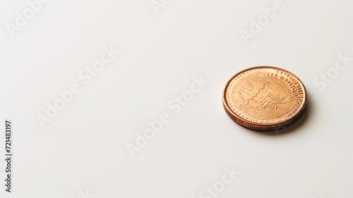 Close-up of a coin isolated on a plain white background
