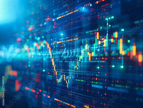 Financial Growth in Stock Market: Business Analysis and Investment with Digital Chart and Graph