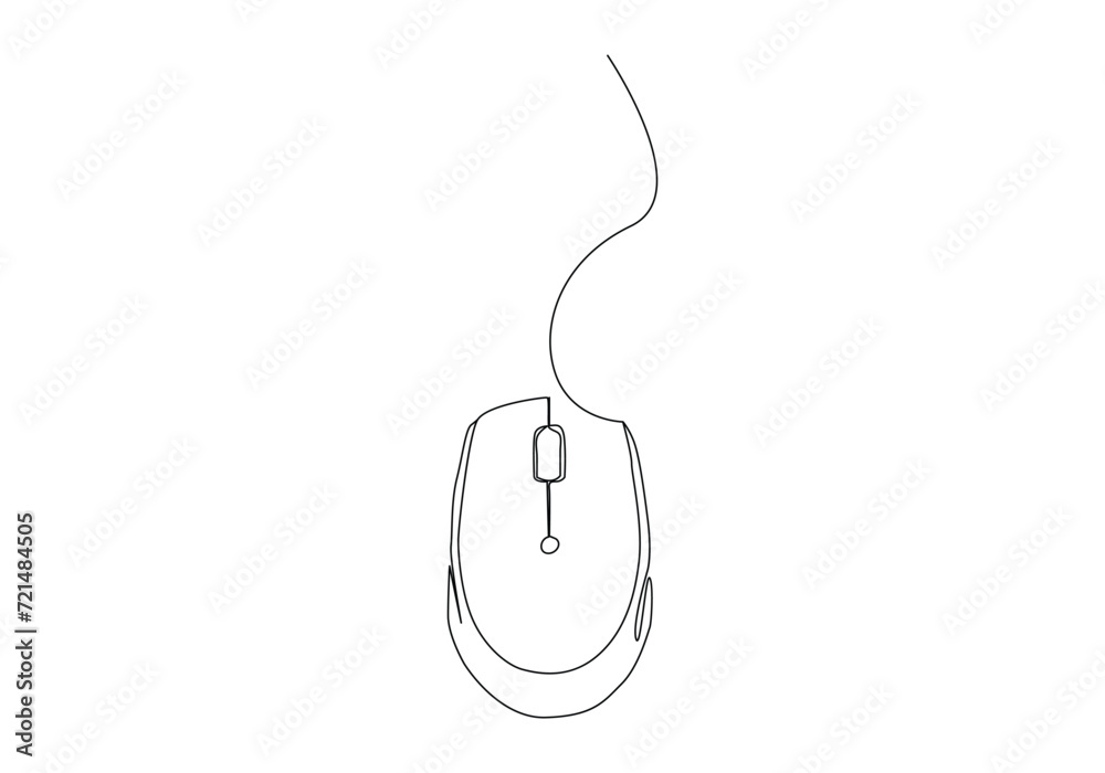 Computer mouse in continuous One line drawing vector. Mouse cursor to PC icon. Continuous outline of a Mouse computer device icon.
Computer mouse in continuous One line drawing vector. Mouse cursor to PC icon. Continuous outline of a Mouse computer device icon.