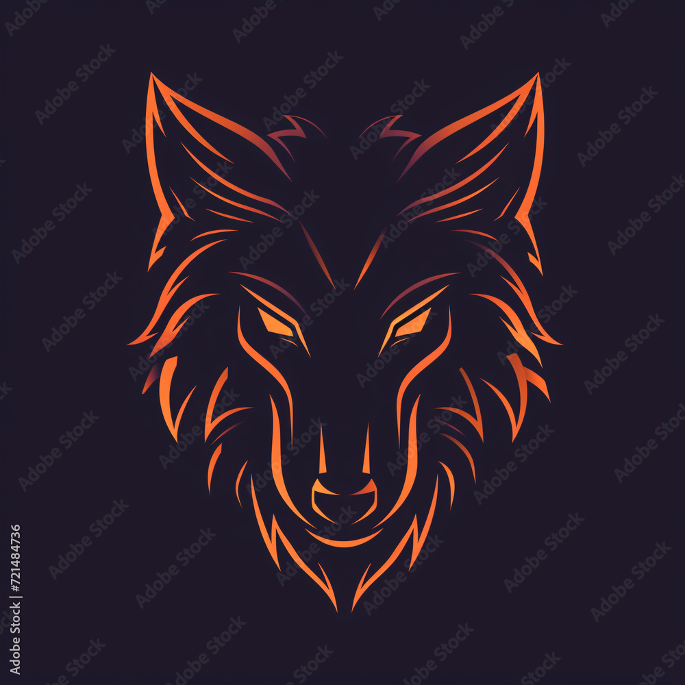 Mystical Orange Wolf Illustration - A Striking Digital Art Piece Perfect for Wall Decor, Apparel Design, and More