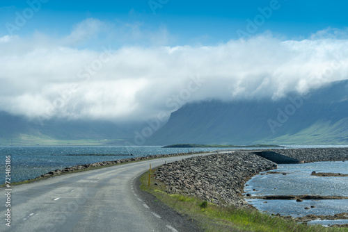 Beautiful scenery in Iceland along a road through the Westfjords