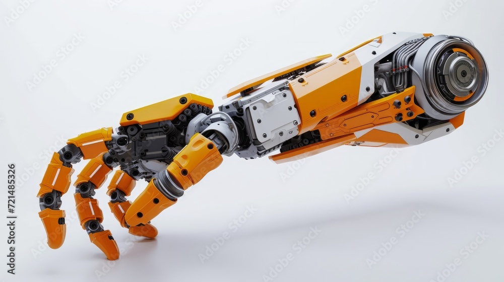 robotic arm 3d on white background. Mechanical hand. Industrial robot manipulator. Modern industrial technology