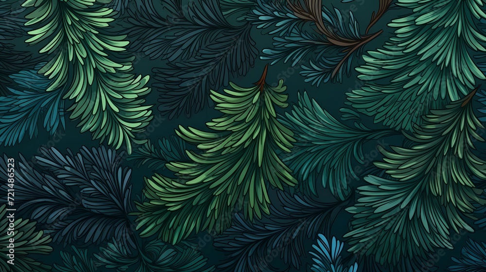 seamless background with coniferous branches pattern, coniferous, fir, 