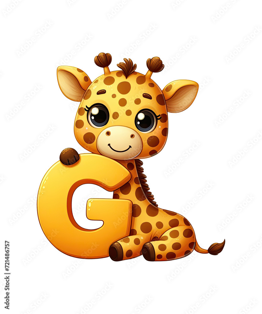 Cute Looking 3D Animal Giraffe G Alphabet 3D - Letter G Cute Looking 3D Animal Giraffe G Alphabet 3D - Letter G