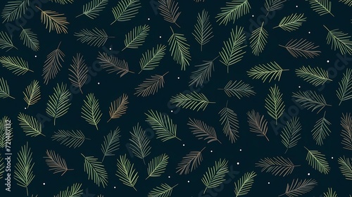 seamless background with coniferous branches pattern, coniferous, fir, 