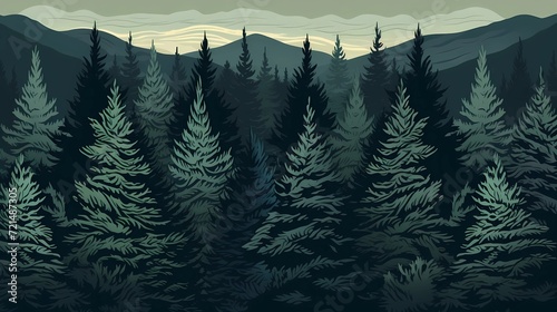 seamless background with coniferous branches pattern, coniferous, fir, 