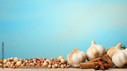 Garlic Bulbs copy space 3D photo-realistic UHD Wallpaper photo