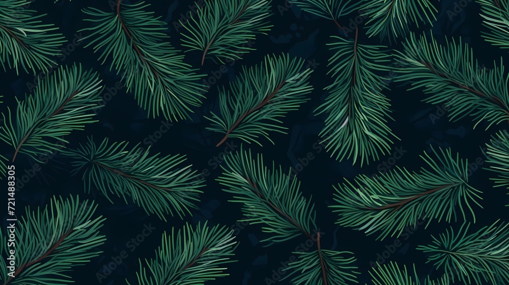 seamless background with coniferous branches pattern, coniferous, fir, 