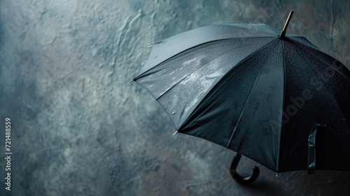 Gloomy rainy day captured through the view of a black umbrella