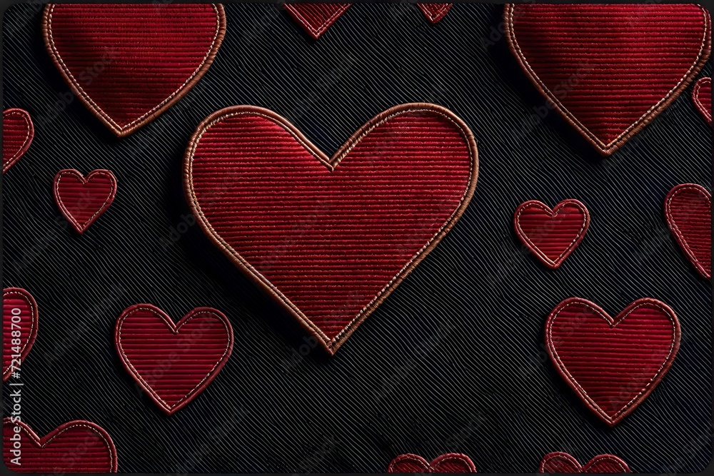 red hearts on a wooden background