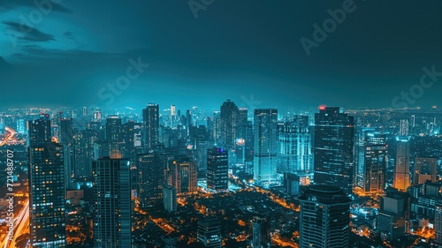 Wallpaper Mural A panoramic view of a vibrant cityscape illuminated at night Torontodigital.ca