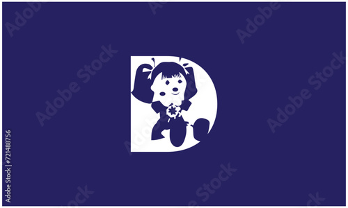 Doll logo with d letter, Doll Incorporated in the Letter d, Negative Space Concept with Modern Typography, D For doll.
