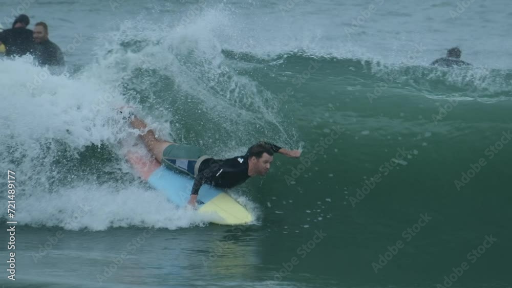Surfer fails to take off and gets barreled riding on his belly Surfer fails to take off and gets barreled riding on his belly