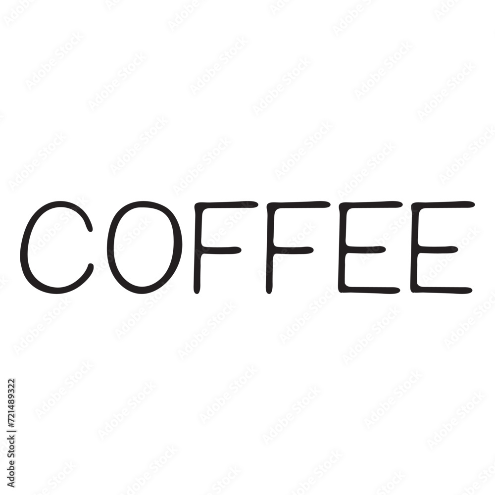 Vector lettering. The isolated word Coffee, hand-written on a transparent background for printing on fabrics, notebooks, stickers, design, logo, label Vector lettering. The isolated word Coffee, hand-written on a transparent background for printing on fabrics, notebooks, stickers, design, logo, label