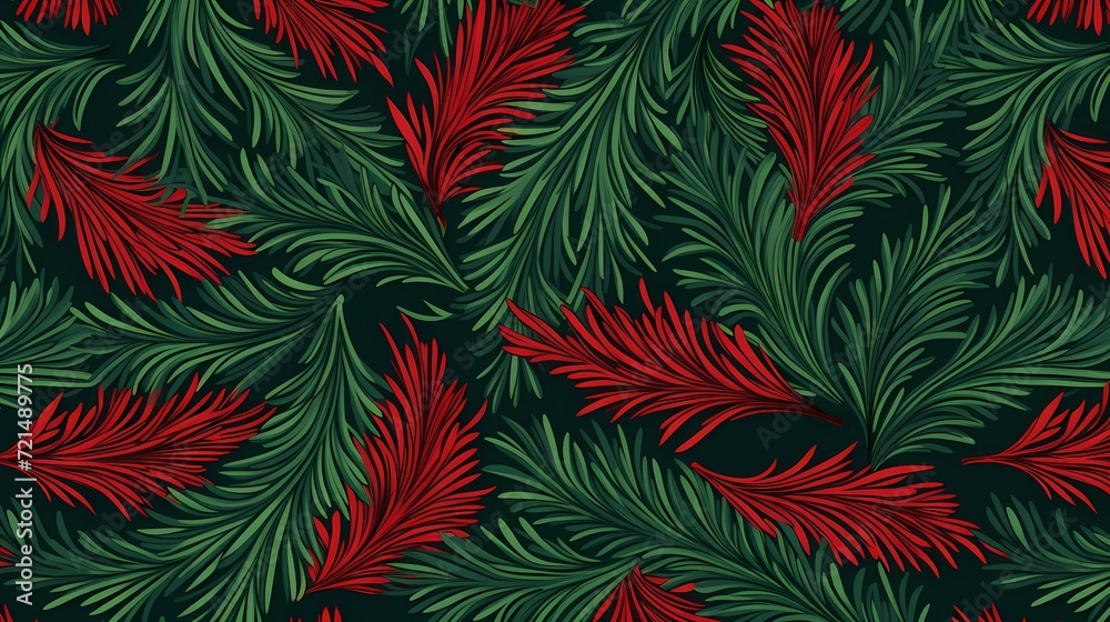 seamless background with coniferous branches pattern, coniferous, fir, 