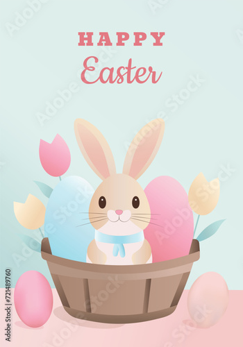 easter card with bunny and eggs