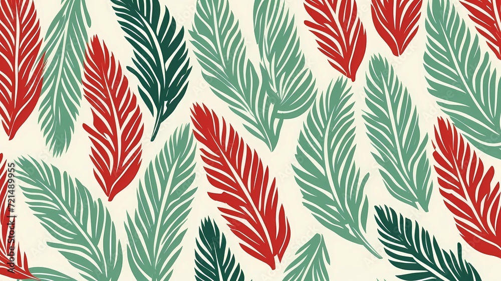 Fototapeta premium seamless background with coniferous branches pattern, coniferous, fir, 