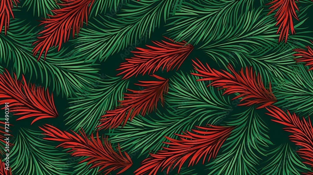 seamless background with coniferous branches pattern, coniferous, fir, 