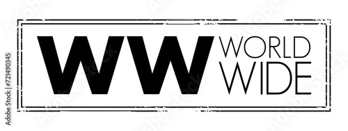 WW - World Wide acronym text stamp, business concept background