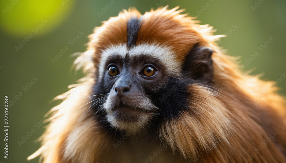 Cute Tamarin Monkey Portrait in Jungle Cute Tamarin Monkey Portrait in Jungle