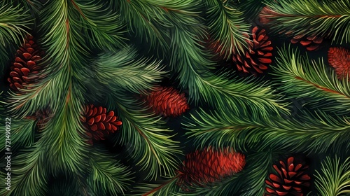 seamless background with coniferous branches pattern, coniferous, fir, 