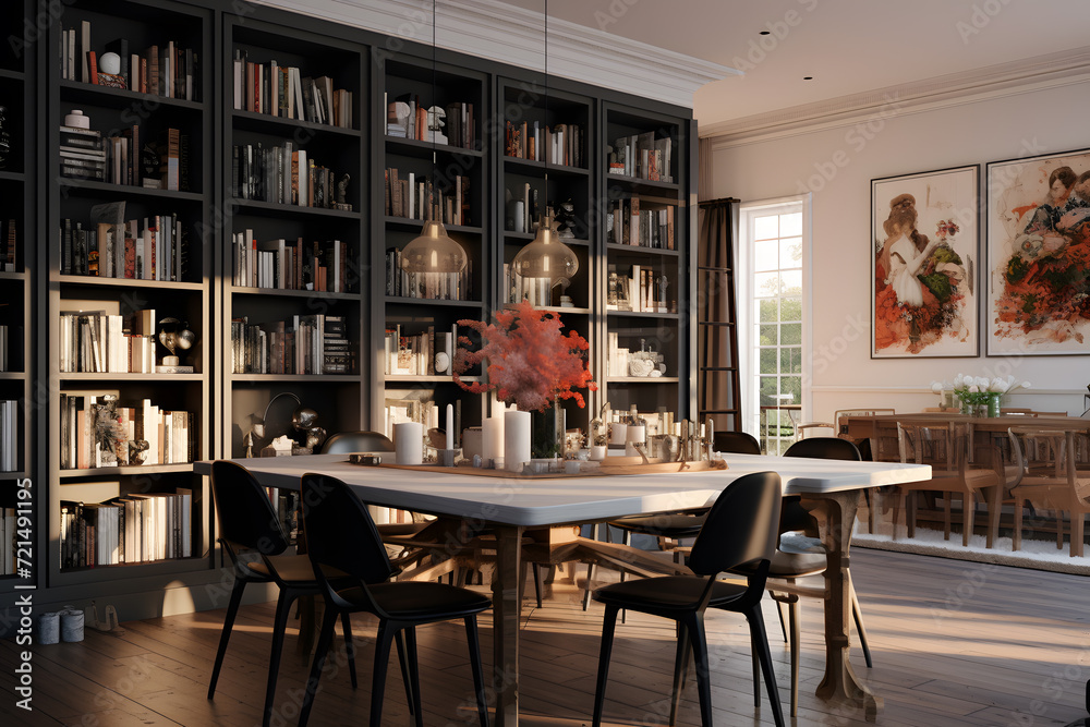 dining room with a mix of traditional and modern element