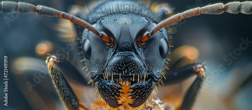 Mesmerizing Macro Shot of a Black Winged Ant: Marvel at the Detailed Macro Shot of a Black Winged Ant in this Captivating Image photo