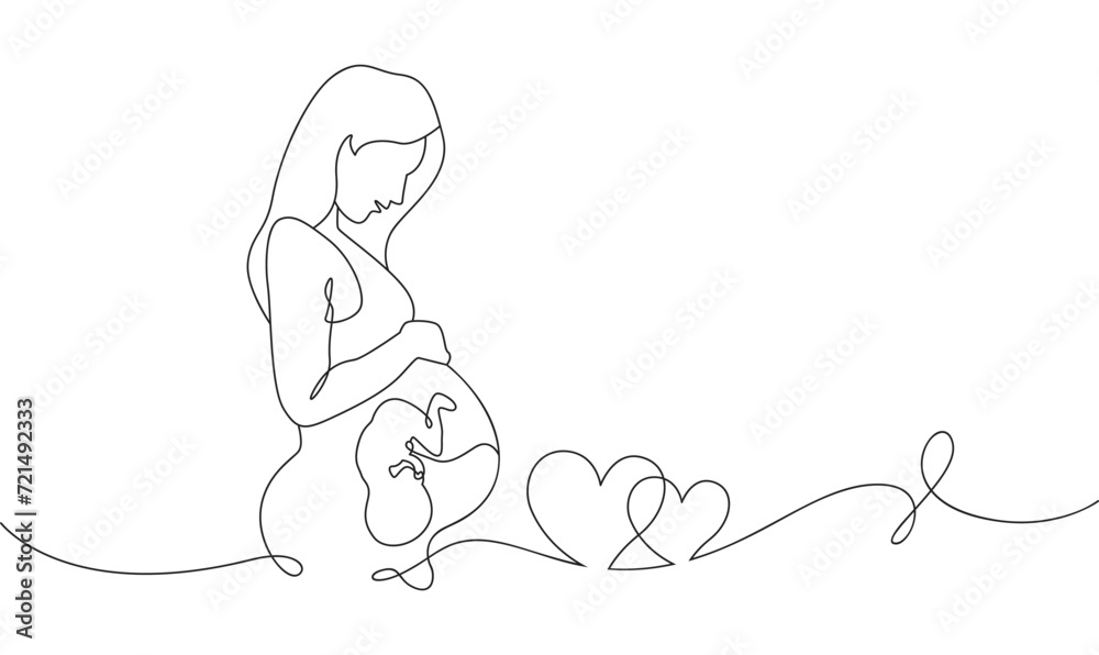 pregnant mother continuous one line drawing. mother's day concept eps 10 pregnant mother continuous one line drawing. mother's day concept eps 10