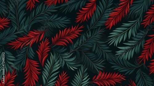 seamless background with coniferous branches pattern, coniferous, fir, 