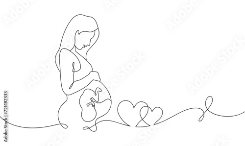 pregnant mother continuous one line drawing. mother's day concept eps 10