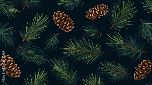 seamless background with coniferous branches pattern, coniferous, fir, 