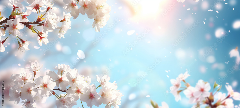 Spring background  with blossoming cherry branches