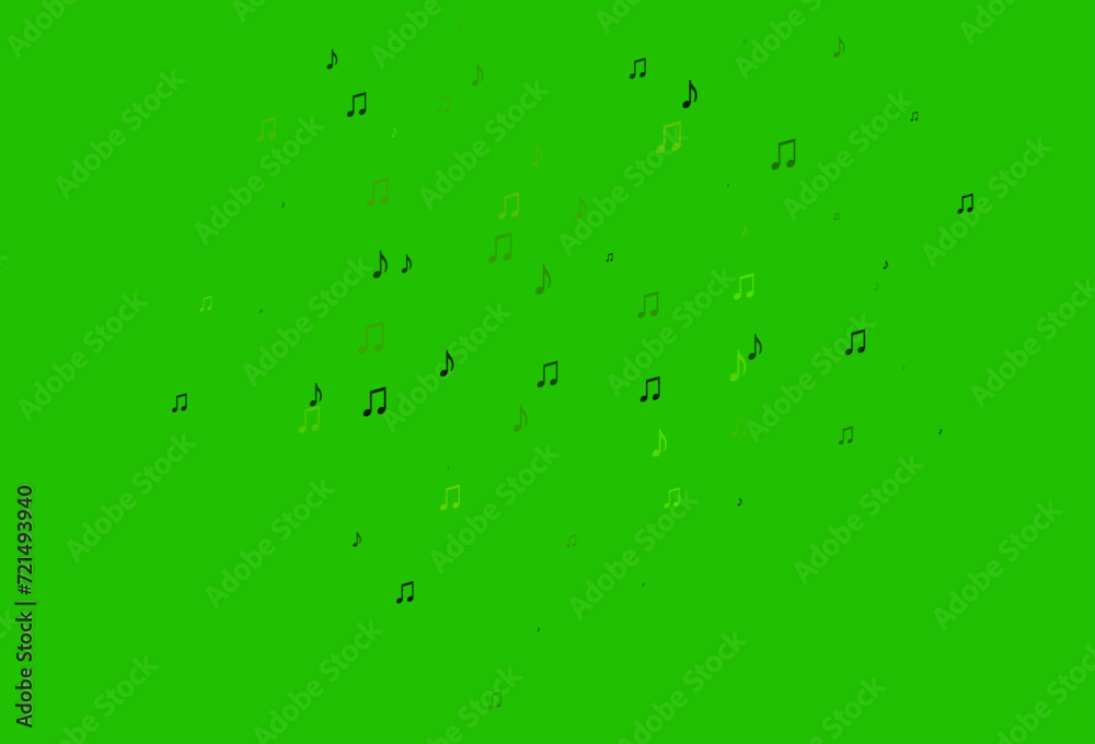 Dark Green vector background with music symbols.