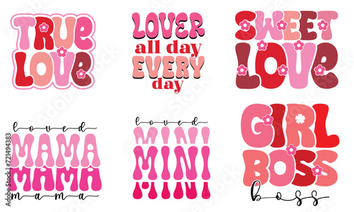 Retro Valentines T-Shirt Bundle,  Groovy Valentine Shirt, Love T-shirt, Cut File, Mini Valentine, kids Valentine, February 14, Love Shirt