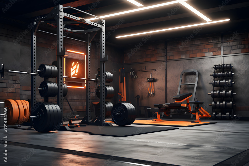 Home gym with rubber flooring