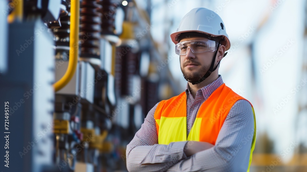 Electrician Surveying Power Plant Equipment Electrician Surveying Power Plant Equipment