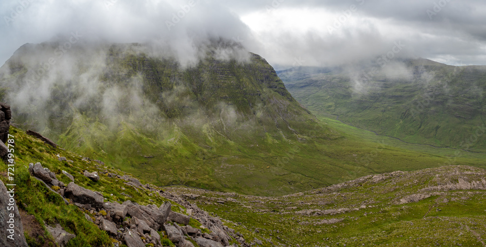 View of mountain peaks from Beinn Alligin summit trail, Scotland